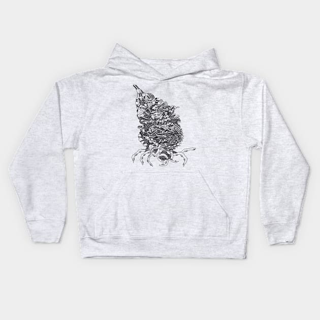 Tentacles Doodle Creature Kids Hoodie by Scriptnbones